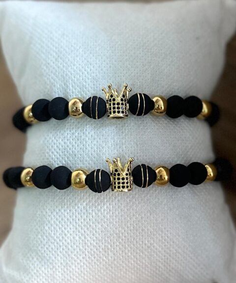 BGTA Pareja de Pulseras - Coronas Tradicionales Doradas