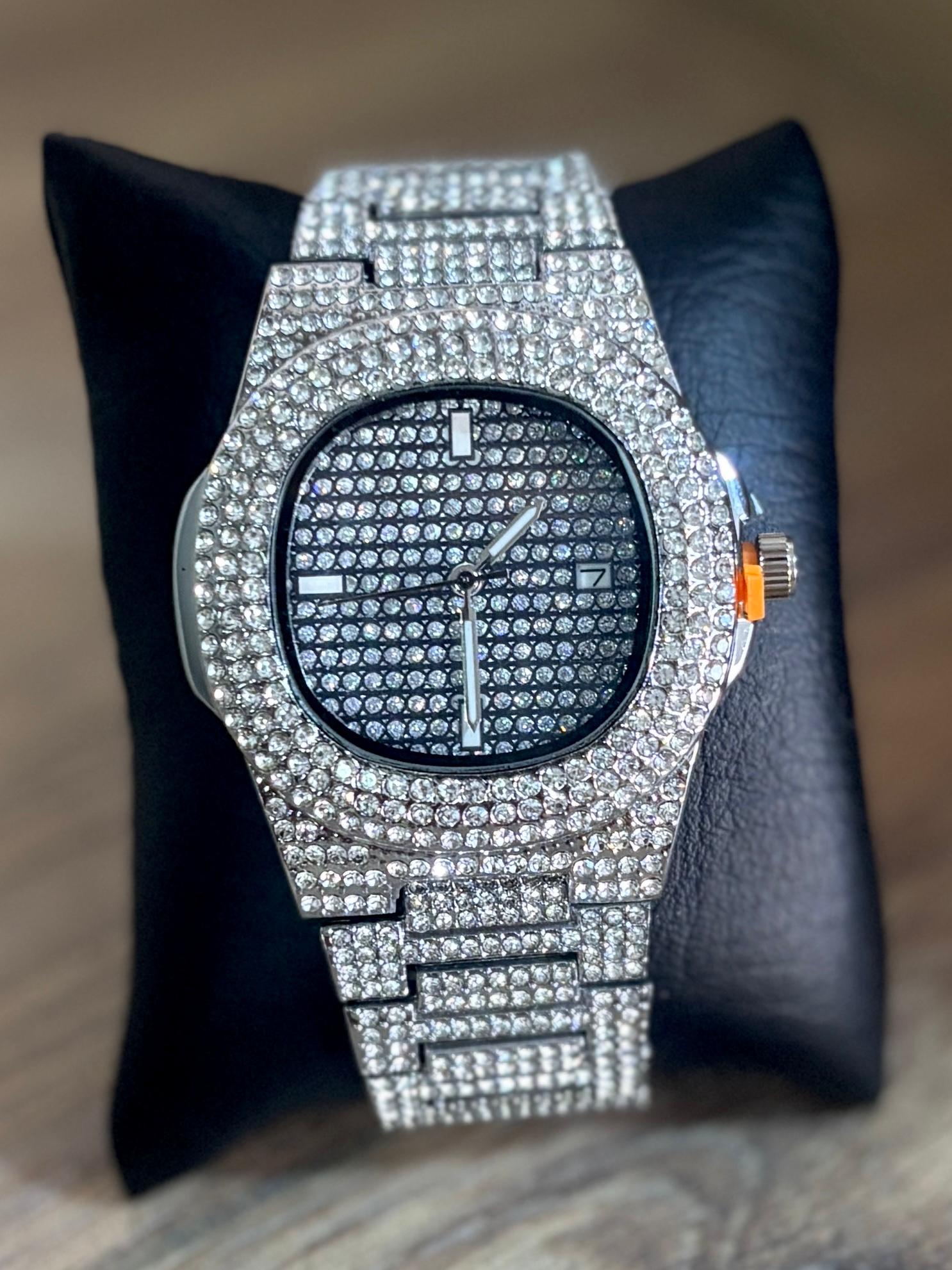 BQUILLA Reloj Caballero - Diamantado Plateado Patek