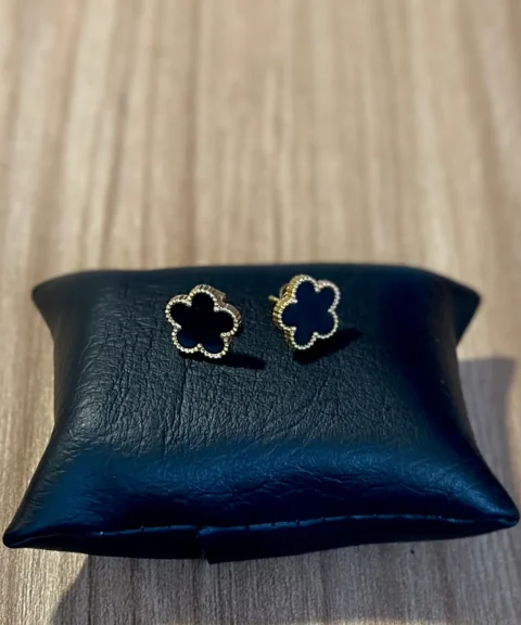 Aritos Van Cleef  Negro Plateado