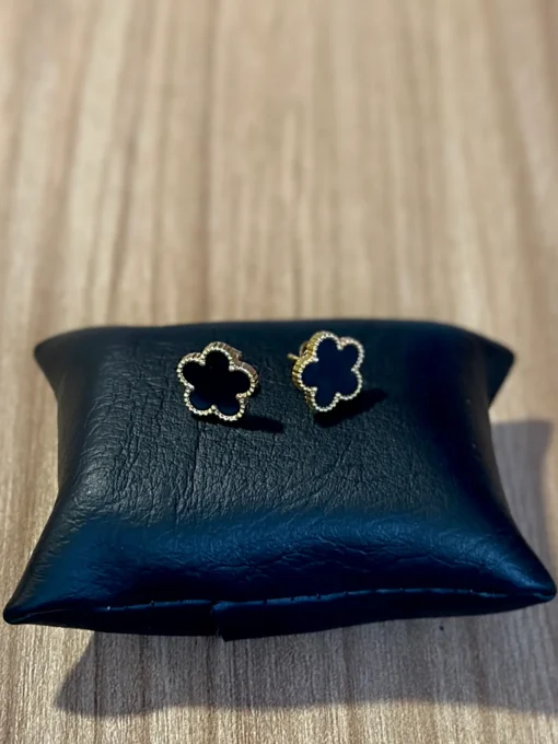 Aritos Van Cleef  Negro Plateado
