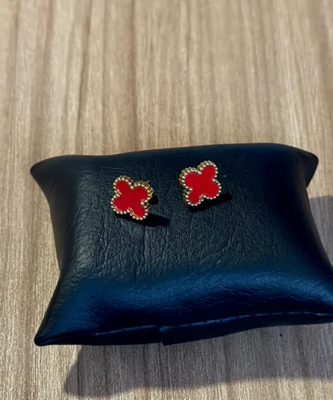Aritos Van Cleef Rojo Dorado