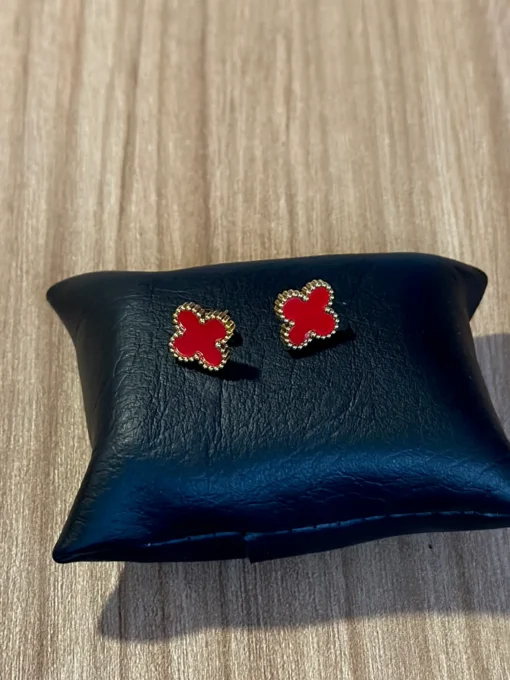 Aritos Van Cleef Rojo Dorado