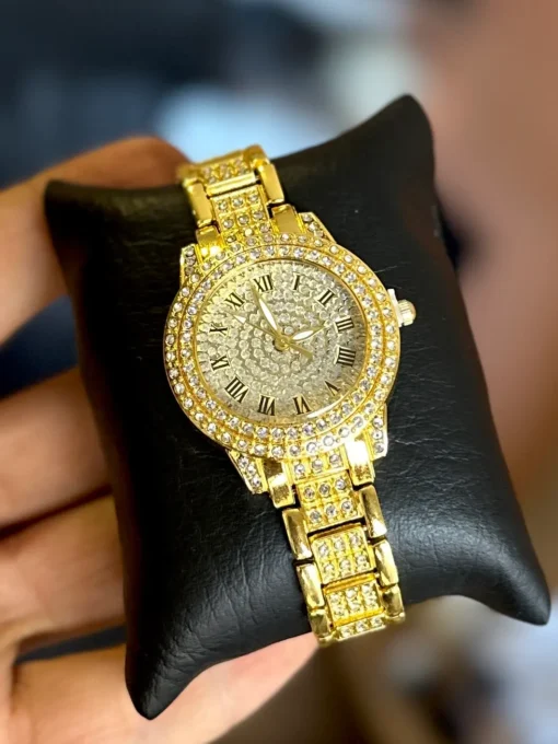 Reloj Diamantado Dorado Dama