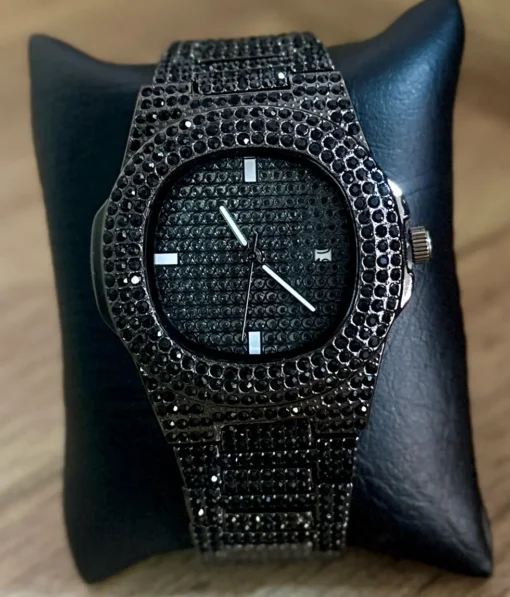 Reloj Diamantado Patek Negro