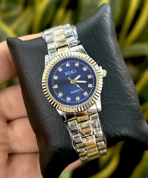 Reloj Soki Bicolor Pantalla Dorada Dama
