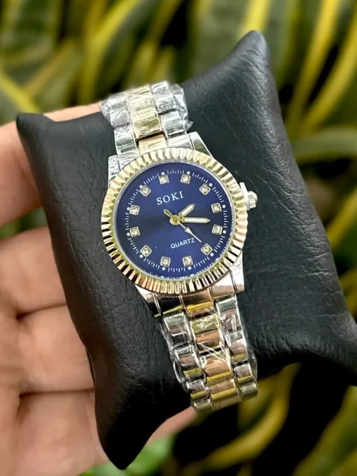 Reloj Soki Bicolor Pantalla Dorada Dama