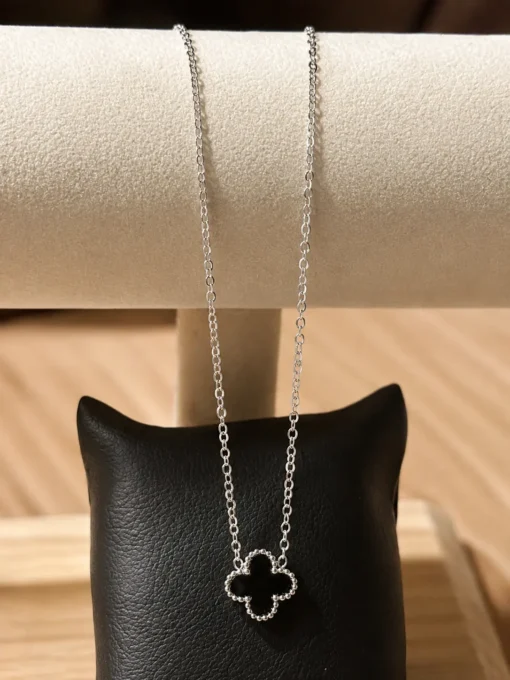 Cadena Van Cleef  Negro Plateado