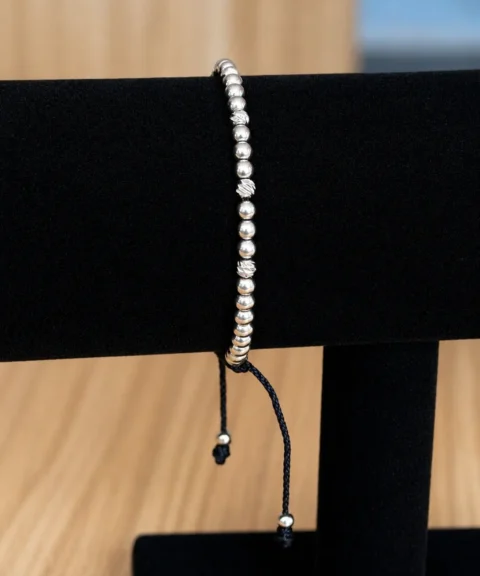 Pulsera Caballero Acero Plateado con Diamantado #4