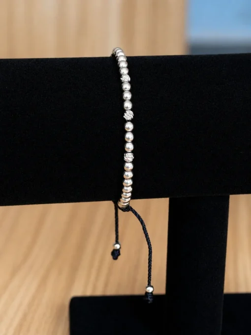 Pulsera Caballero Acero Plateado con Diamantado #4