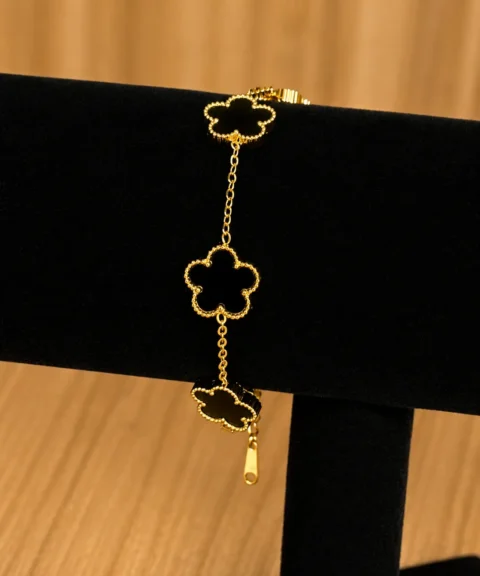 Pulsera Van Cleef Negro Dorado