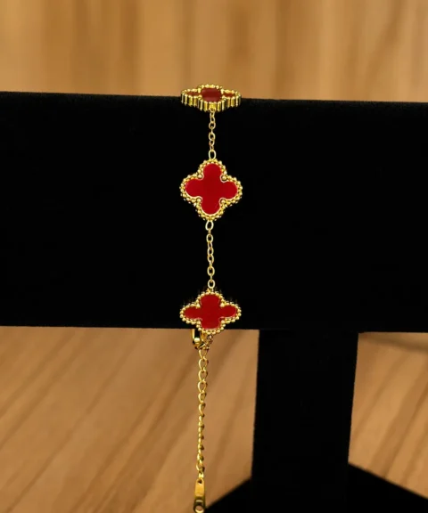 Pulsera Van Cleef Roja Dorado