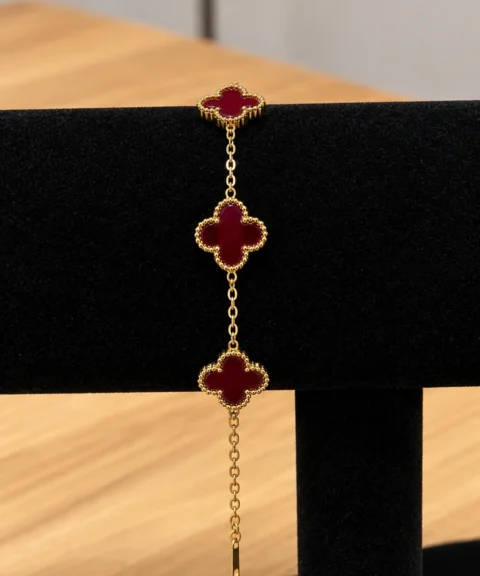 Pulsera Van Cleef Vino Tinto Dorado