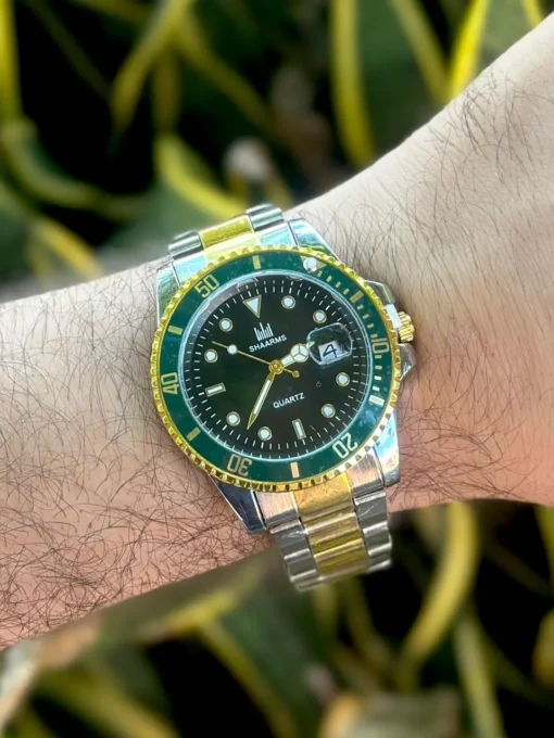 Reloj Shaarms Bicolor Bizor Verde Fondo Negro
