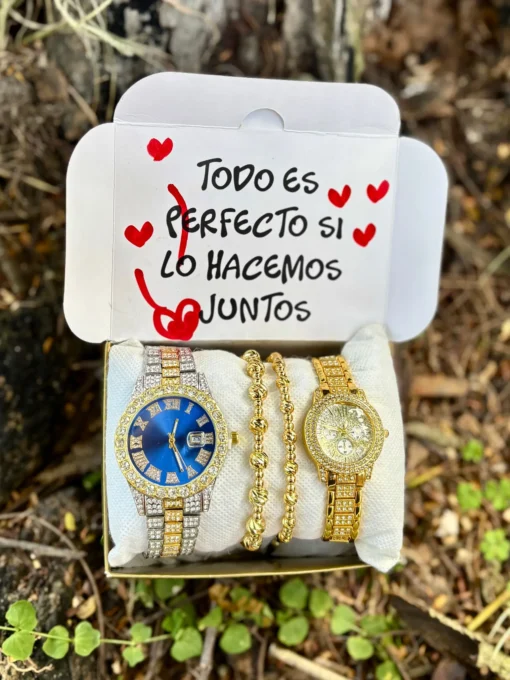 Combo Doble Cubana Rodiana Azul Dorado