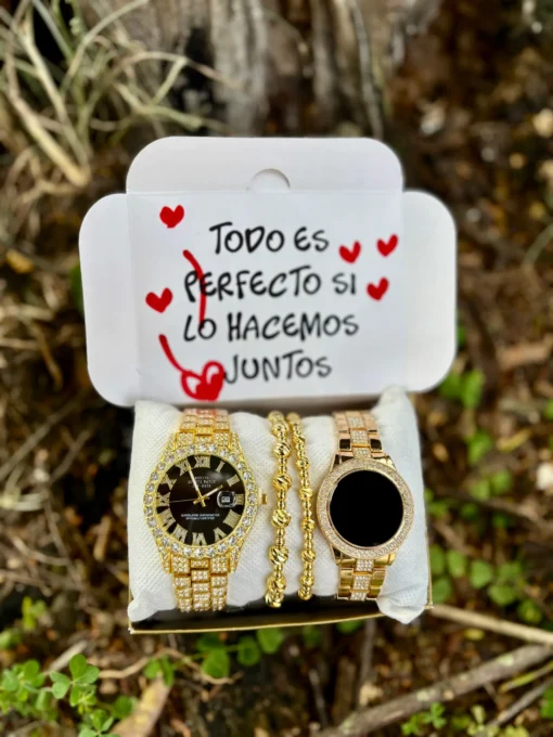 Combo Doble Pareja Dorado Diamantado y Touch