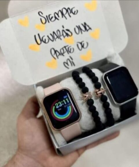 Combo Doble SmartWatch Negro y Oro Rosa