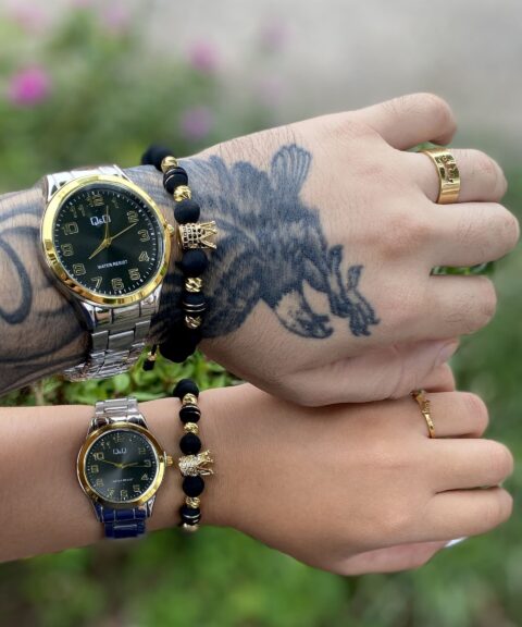 Combo QyQ Bicolor Negro + Pulseras Imperiales