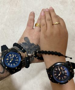 Combo Doble Hub Negro + Pulseras Corazón Imán