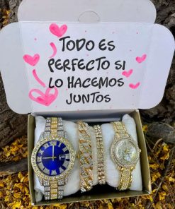 Combo Diamantes Bicolor Azul + Dorado + Pulseras
