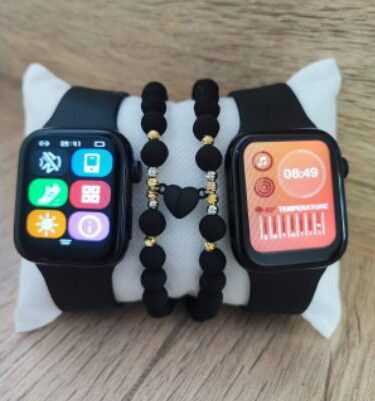 Combo Doble SmartWatch Serie 8 Negros y Pulseras Corazón