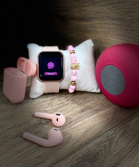 BGTA Combo Y68 Rosado Audifono Parlante Pulsera