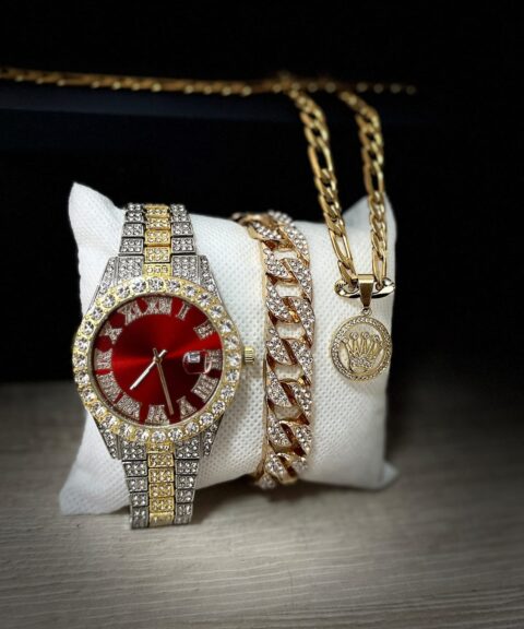 Combo Diamond Bicolor Rojo + Pulsera + Cadena