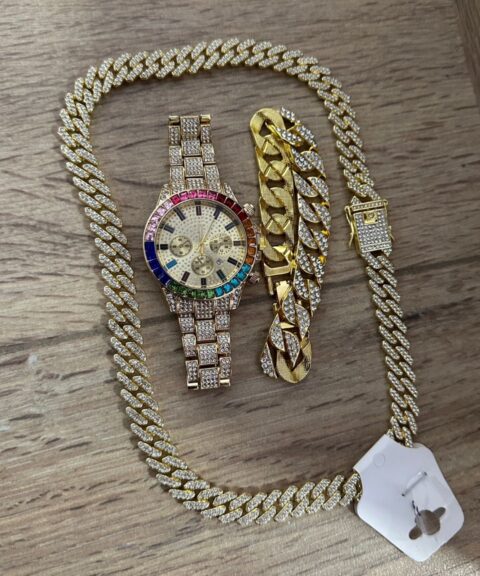 Combo Diamond Dorado Color + Cubana+ Pulsera