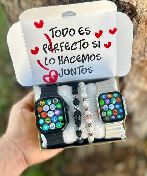 Combo Doble SmartWatch Ultra Negro y Blanco y Pulseras