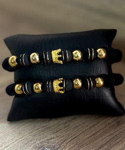 MDE Pareja de Pulseras - Coronas Feudales Doradas