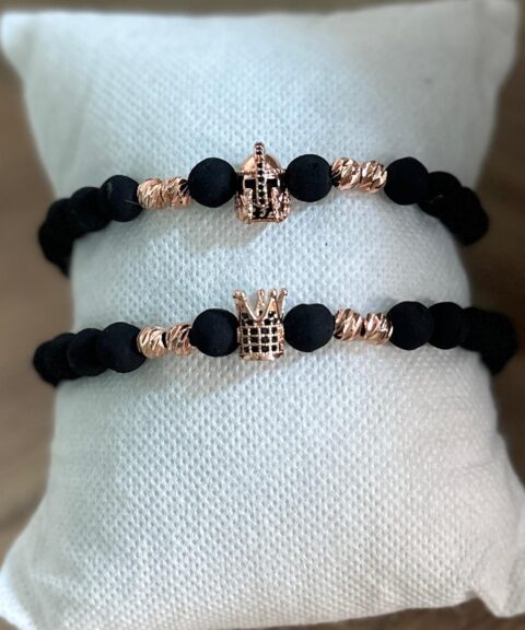 MDE Pareja de Pulseras - Gladiador + Corona Oro Rosa