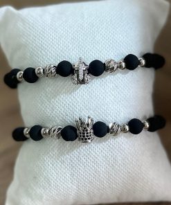 BGTA Pareja de Pulseras - Gladiador + Corona Plateado