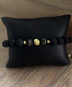 MDE Pulsera Individial Negra Dorada