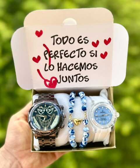 Invicta Negro + Rolex Blanco + Pulseras + Caja PROMO