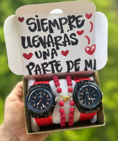 Combo Doble Hublot Rojo + Pulseras + Caja PROMO