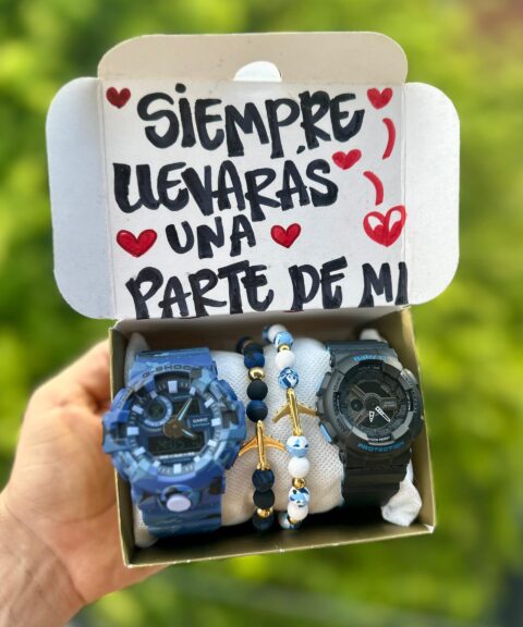 Pareja G-Shocks Azules + Pulseras Avión + Caja PROMO