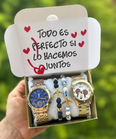 Combo Doble Dorado + Pulseras Avión + Caja PROMO