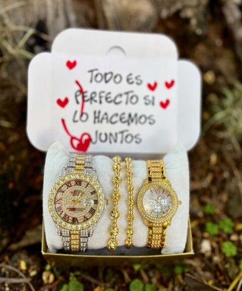 Combo Diamantes Bicolor Blanco + Dorado + Pulseras Rodianas