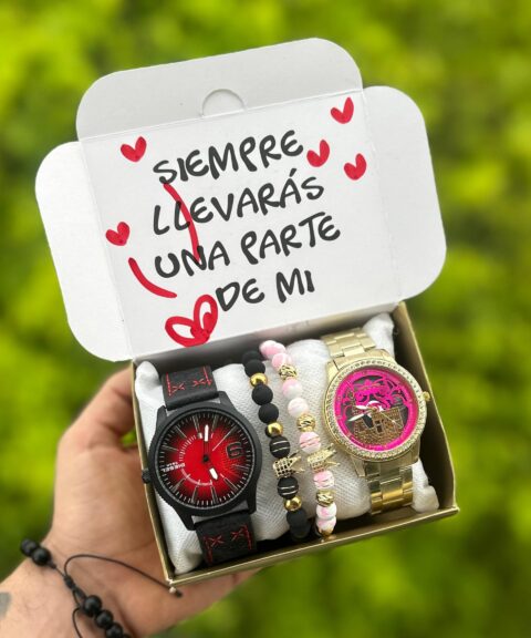 Diesel Negro Rojo + Reloj dama Dorado + Pulseras Imperiales + Caja PROMO