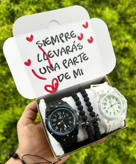 Combo Doble Hublots + Pulseras Imperiales Negras + Caja PROMO