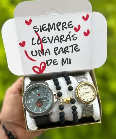 Combo Doble Tommy + Pulseras Corazón Imán + Caja PROMO